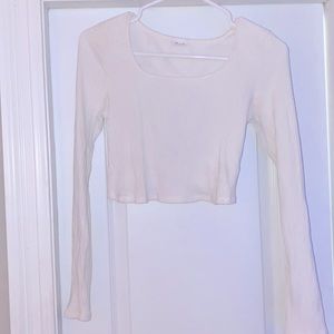fitted white long sleeve tank with open back